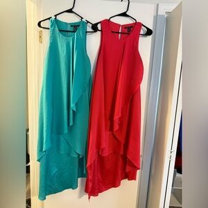 Kenneth Cole High Low Dress - Red and Teal